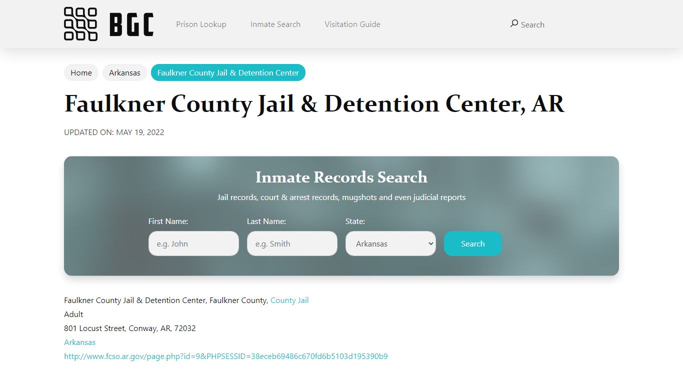 Faulkner County Jail & Detention Center, AR Inmate Search ...